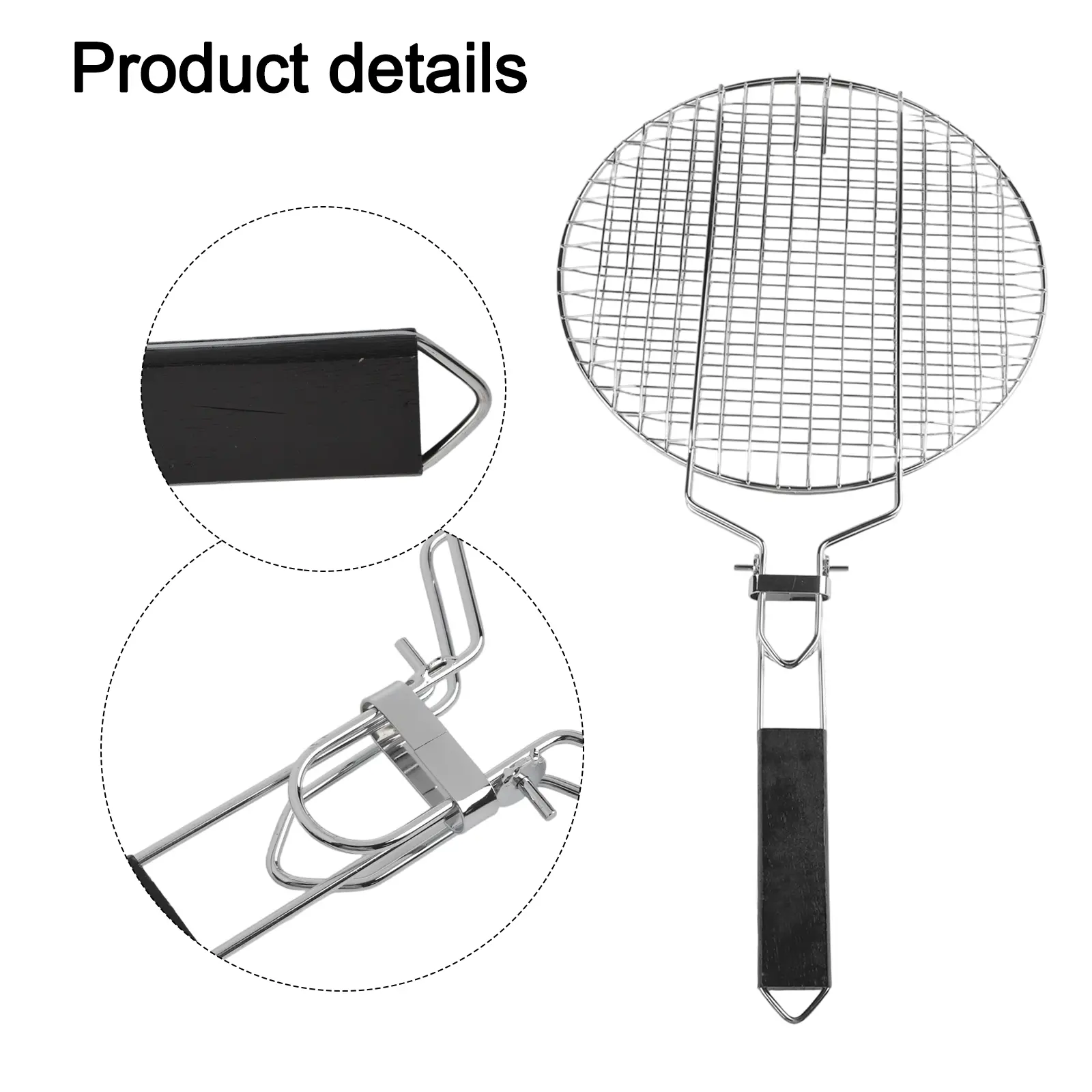 1pcs Stainless Steel Folding Round Grill Net Detachable Grill Basket Grill Cage Barbecue Cage Outdoor BBQ Accessories