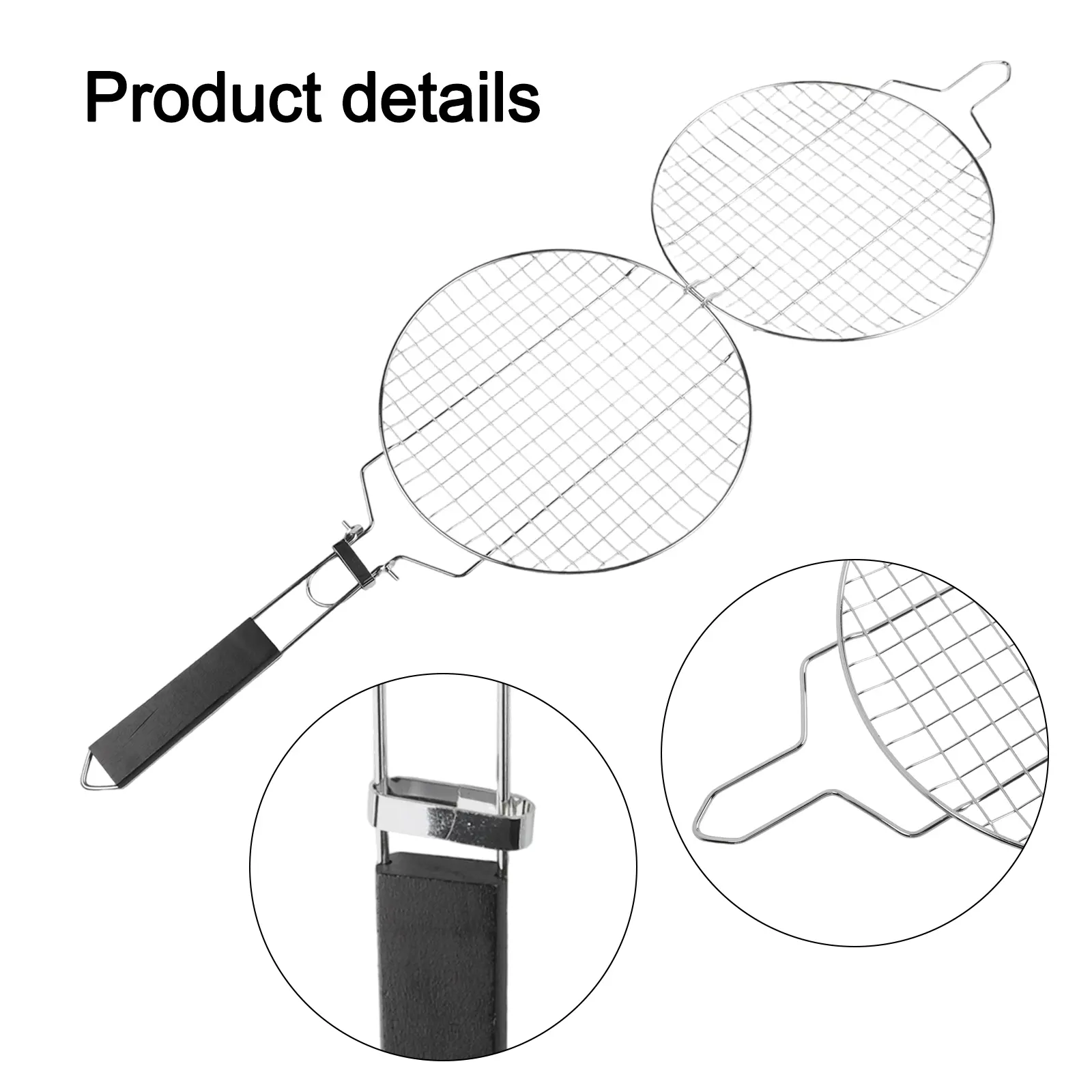 1pcs Stainless Steel Folding Round Grill Net Detachable Grill Basket Grill Cage Barbecue Cage Outdoor BBQ Accessories