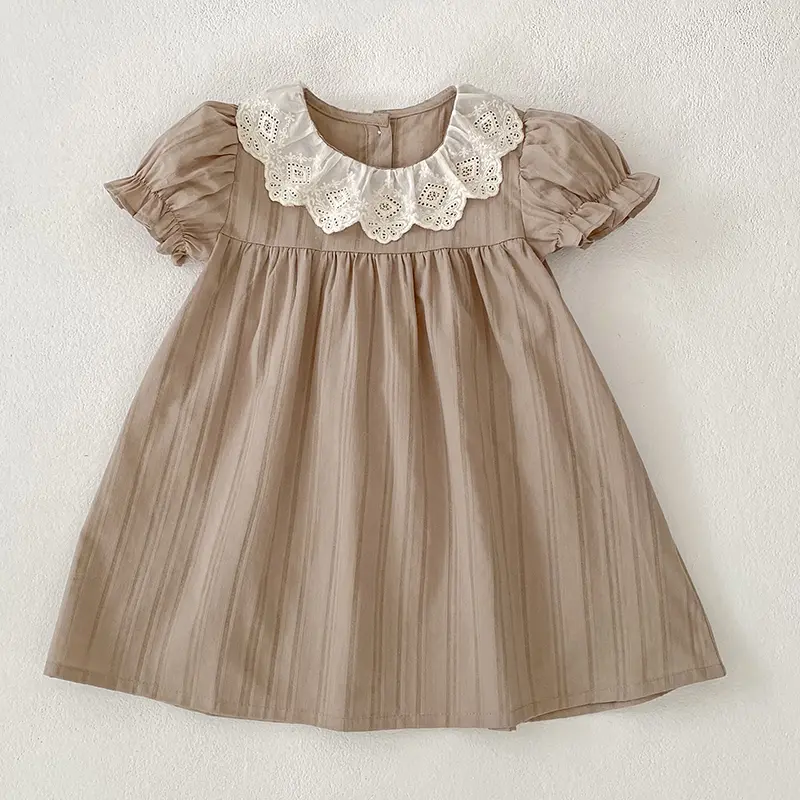 New Summer Girls Sweet Lace Collar Princess Dress1-6Yrs Kids Baby Dress New Kids Baby Girls Dress Cotton Children Clothes Dress