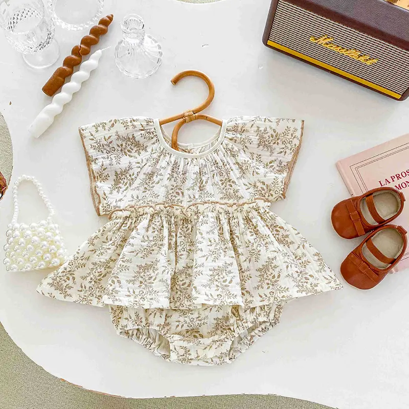 0-24M Baby Clothes Summer Baby Girl Bodysuit Floral New Female Baby Small Flying Sleeve Romper Dress Newborn One-piece Jumpsuit