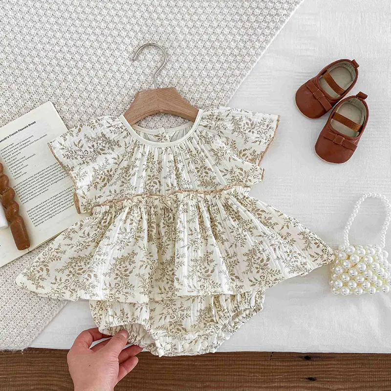 0-24M Baby Clothes Summer Baby Girl Bodysuit Floral New Female Baby Small Flying Sleeve Romper Dress Newborn One-piece Jumpsuit