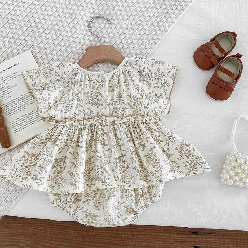 0-24M Baby Clothes Summer Baby Girl Bodysuit Floral New Female Baby Small Flying Sleeve Romper Dress Newborn One-piece Jumpsuit