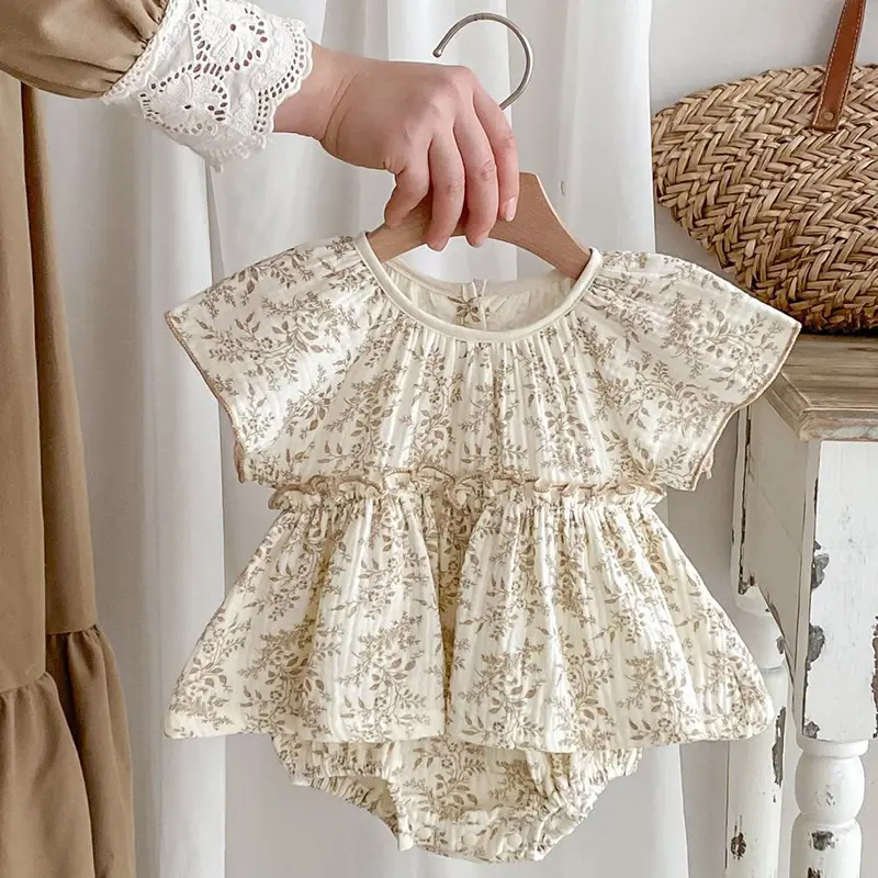 0-24M Baby Clothes Summer Baby Girl Bodysuit Floral New Female Baby Small Flying Sleeve Romper Dress Newborn One-piece Jumpsuit