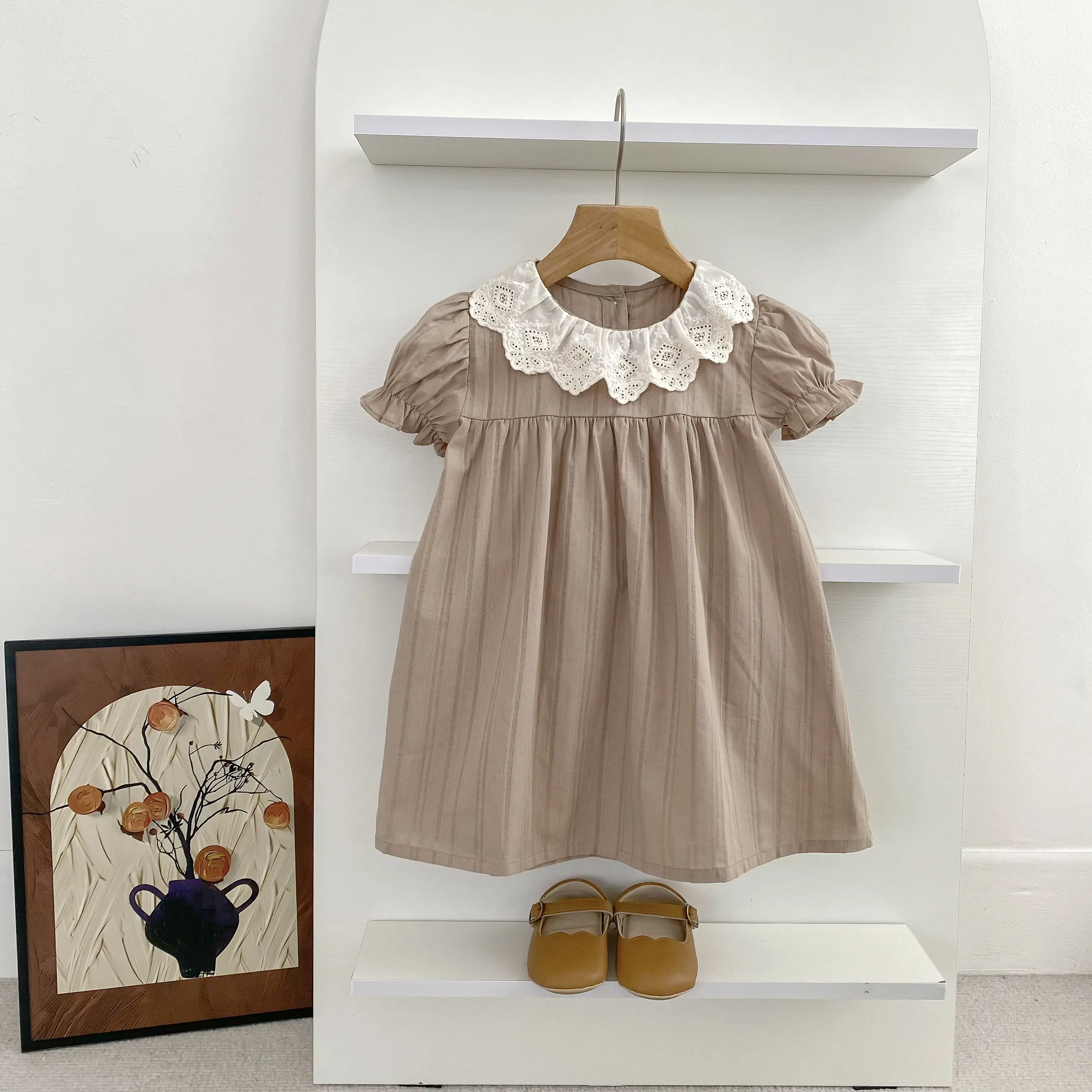 New Summer Girls Sweet Lace Collar Princess Dress1-6Yrs Kids Baby Dress New Kids Baby Girls Dress Cotton Children Clothes Dress