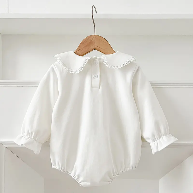 0-24M Baby Girl Romper Baby Girl Clothing Toddler New Embroidered Collar Romper Spring Cotton White Infant Baby Girls Jumpsuit
