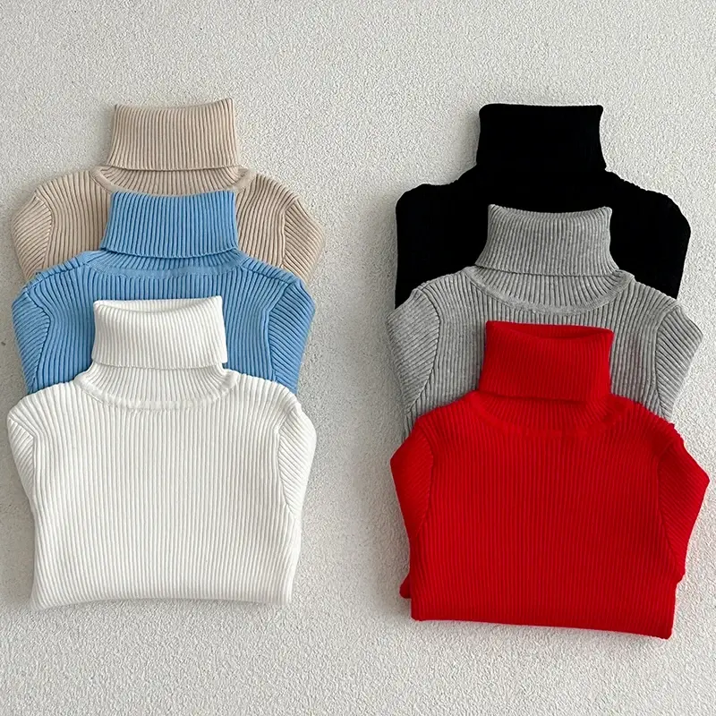 Baby Turtleneck Knitted Sweaters Girls Winter Clothes Children Boys Pullover Toddler Knit Sweate Cotton Baby Pullover Clothes