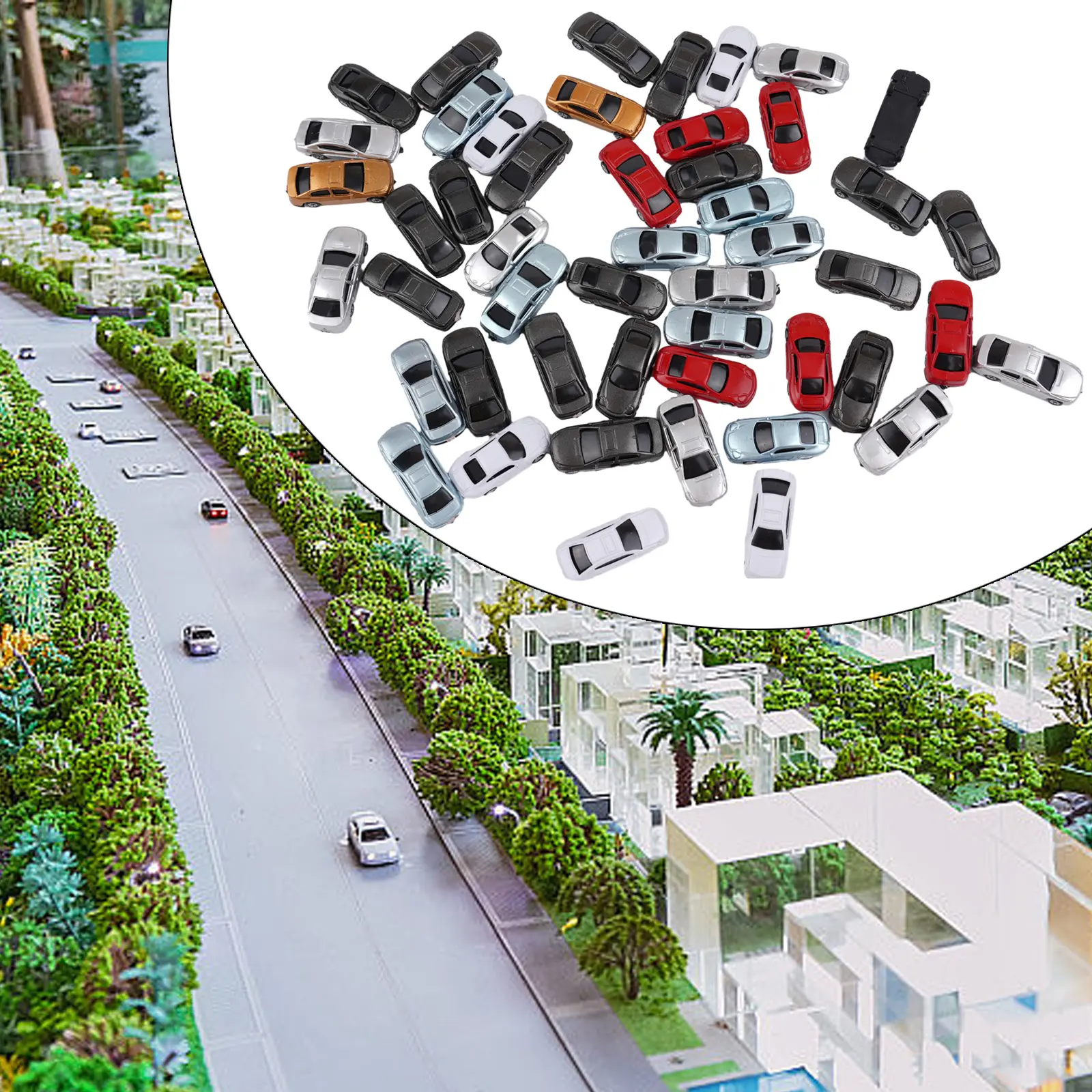 Building Model Model Car 1：160 Model 50pcs Color Layout Railway Scenery Scene Street For Railway Building Layout