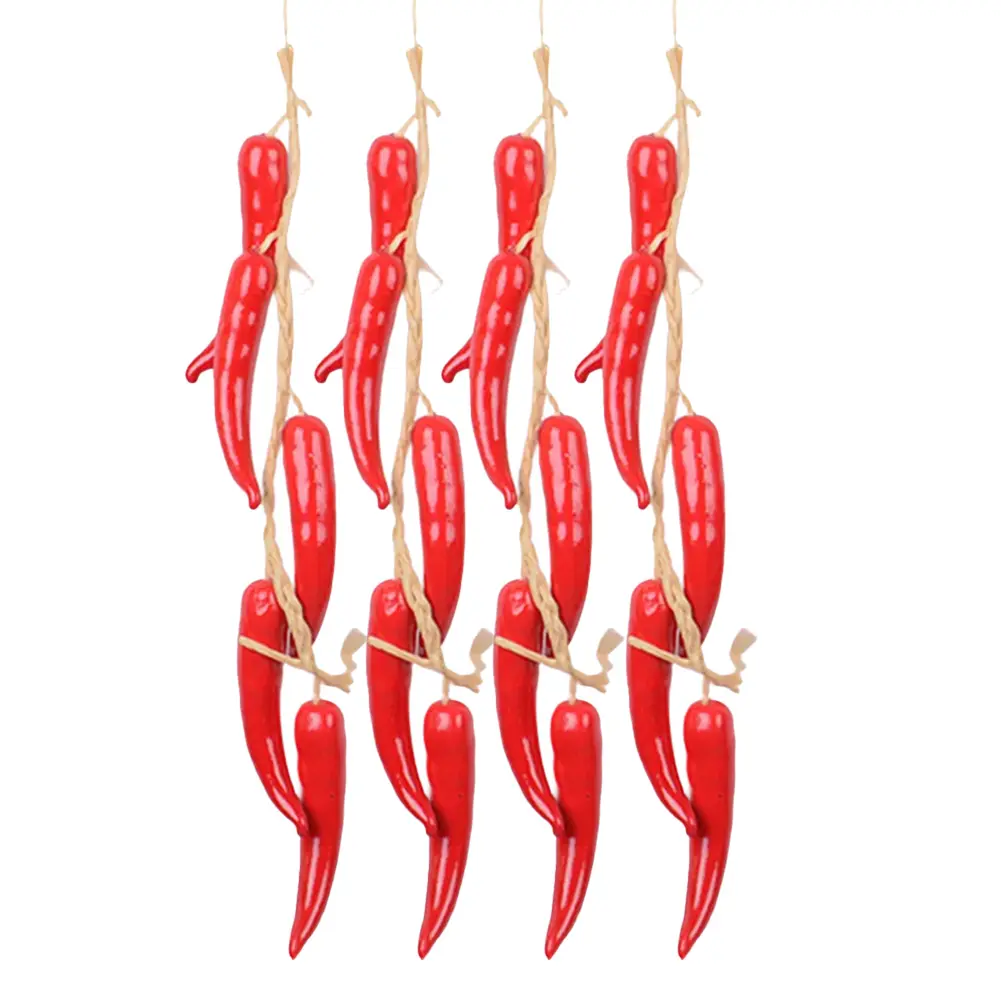 4 Pieces Simulation Red Pepper Hanging Ropes For Farmhouse Decor And Restaurant Decor Gardening Decor