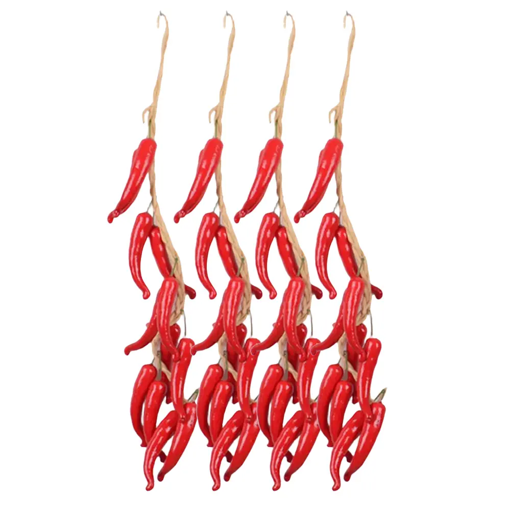 4 Pieces Simulation Red Pepper Hanging Ropes For Farmhouse Decor And Restaurant Decor Gardening Decor