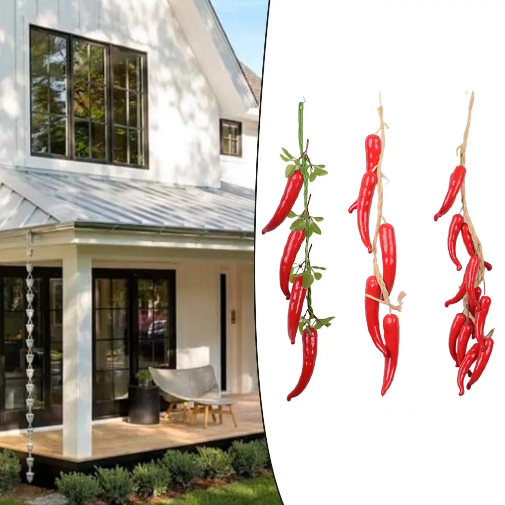 4 Pieces Simulation Red Pepper Hanging Ropes For Farmhouse Decor And Restaurant Decor Gardening Decor