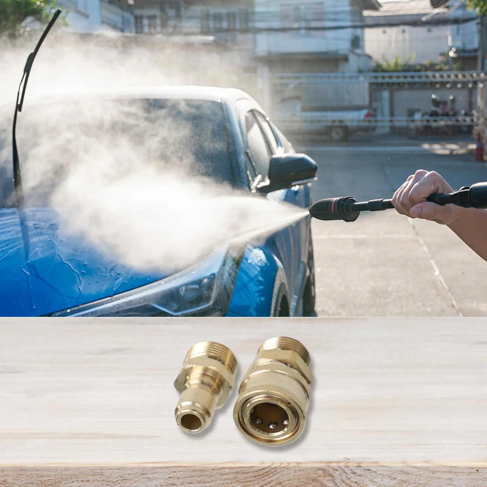 Pressure Washer Heavy Duty Copper 3/8in Male to M22 Male Pressure Washer Adapter Quick Connector Coupling Fitting