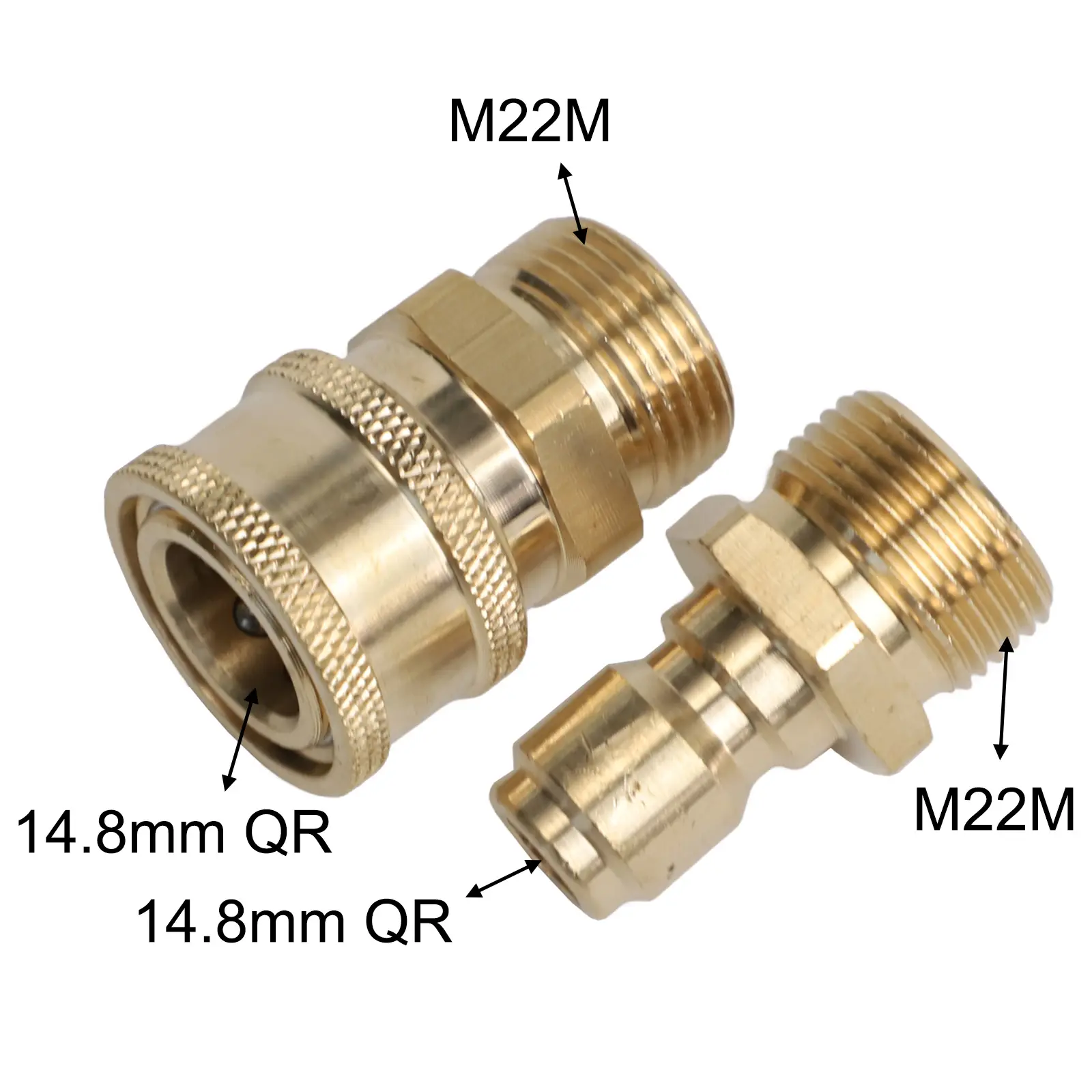 Pressure Washer Heavy Duty Copper 3/8in Male to M22 Male Pressure Washer Adapter Quick Connector Coupling Fitting