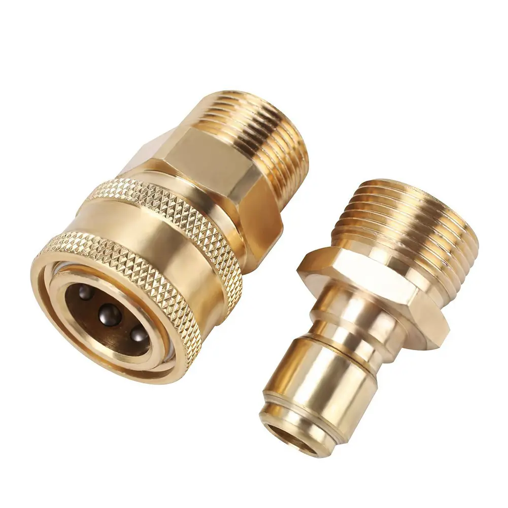Pressure Washer Heavy Duty Copper 3/8in Male to M22 Male Pressure Washer Adapter Quick Connector Coupling Fitting