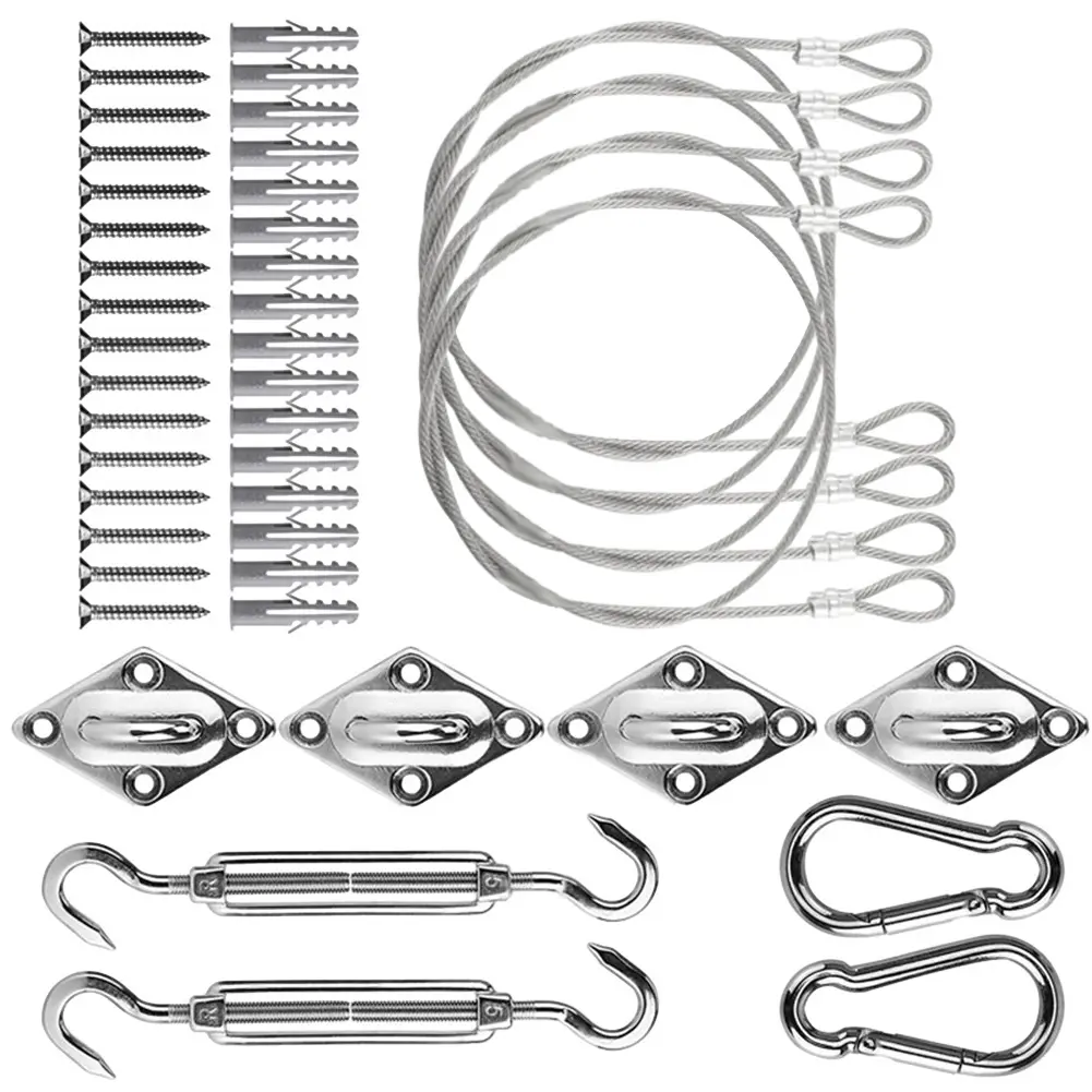 5 MM 44 Pcs Stainless Steel Shade Sail Hardware Kit Triangle Rectangle Sun  For Shad Gardening And Home Furnishings Hot Selling