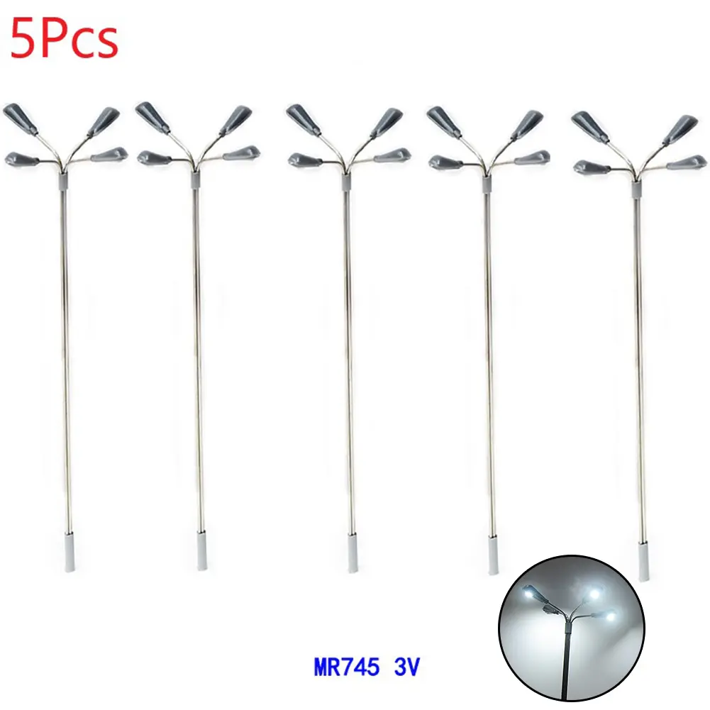 Model Railway OO HO Scale LED Street Lights 10cm Pack of 5 Complete with Wires Ideal for Layout Perfect for Building