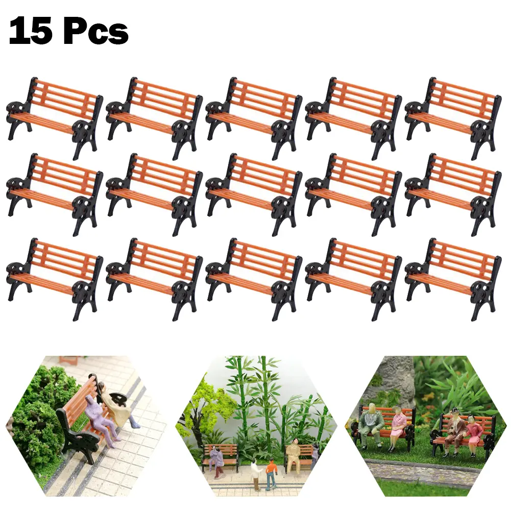 Model Model Bench Chair 15Pcs 1:87 1:87 HO Scale Bench Chair Brand New Chair HO Scale High Quality Model Bench