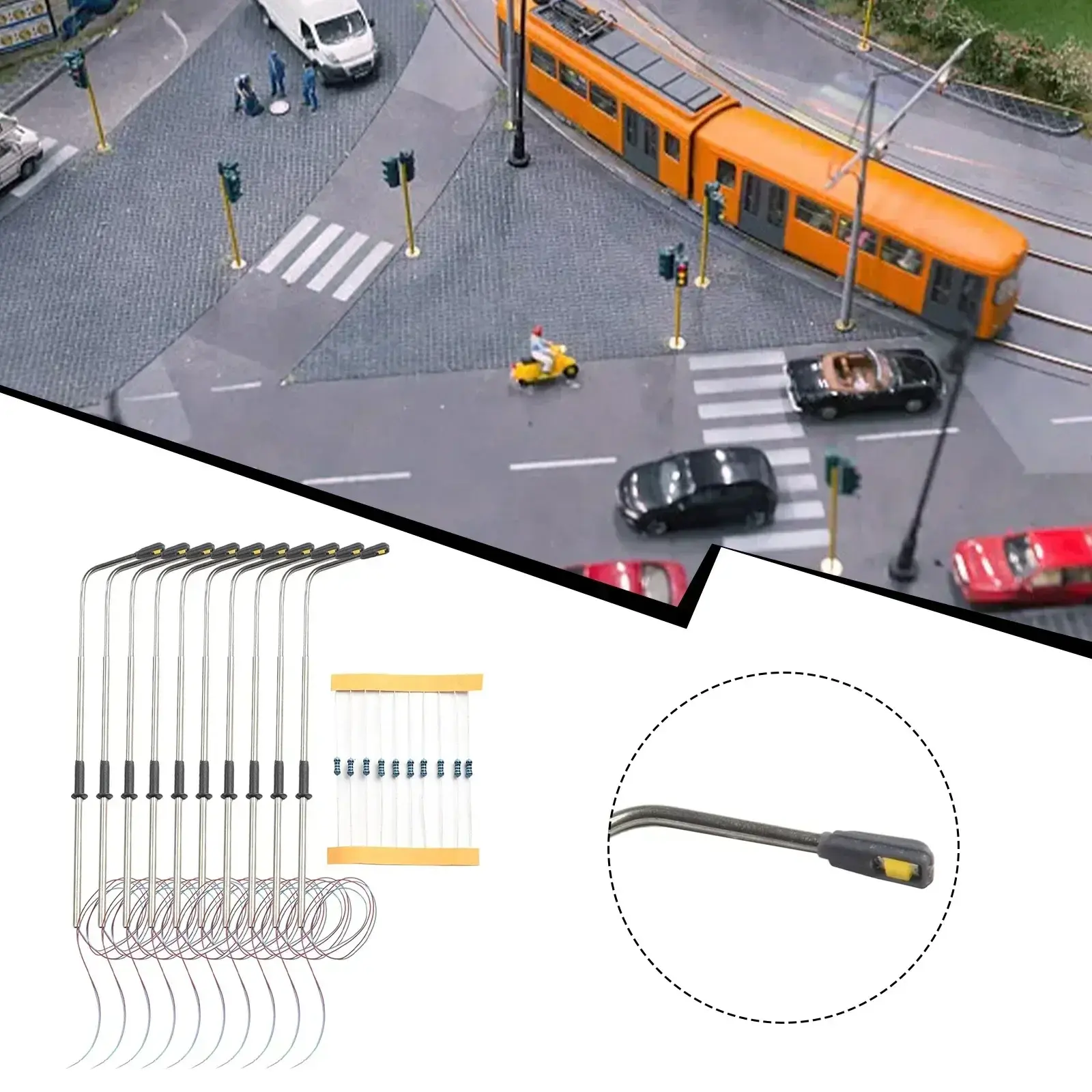 10Pcs Model Railway Warm White HO Scale Lamps Post 1:87 Street Light Single Head Lamps 20mA / 3V AC Or DC Model Light Decoration