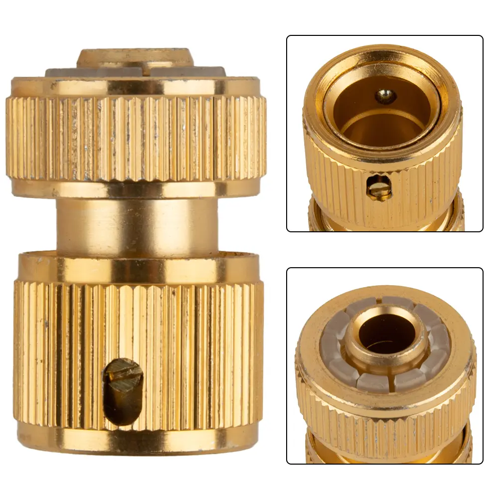1pc Garden Hose Thread Quick Connector Watering Adapter Copper Plated Drip Irrigation Tool For 1/2inc Female Male Hose Connector