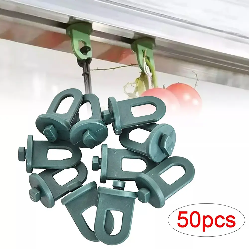 50PCS Plastic Greenhouse Hanging Crop Hooks Hangers Clip Garden Accessories Fixing Clamps Hanging Baskets Camping Drying Hooks