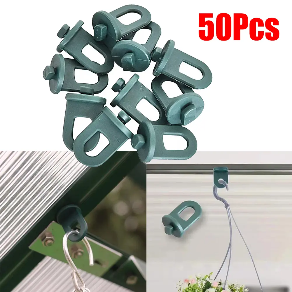 50PCS Plastic Greenhouse Hanging Crop Hooks Hangers Clip Garden Accessories Fixing Clamps Hanging Baskets Camping Drying Hooks