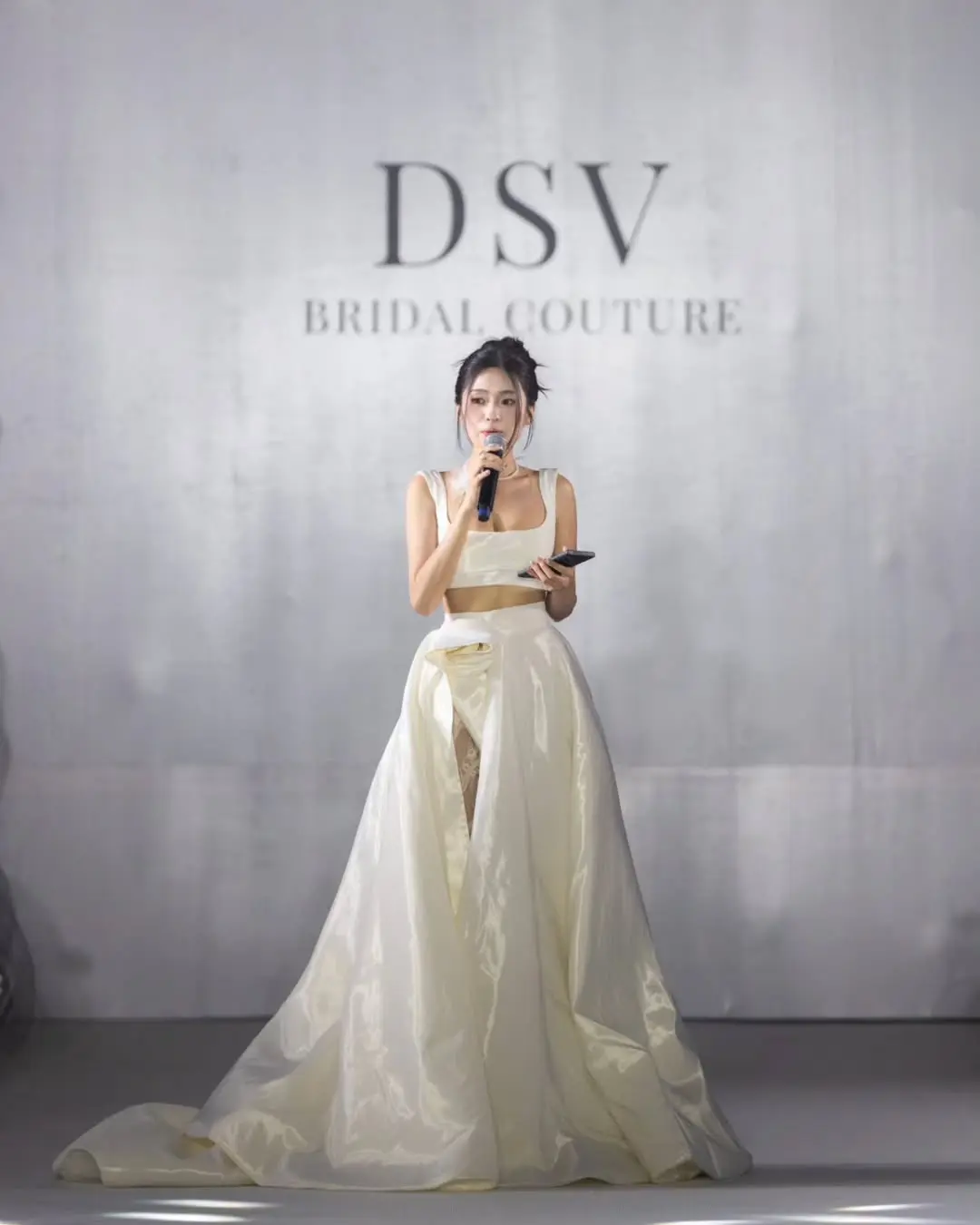 White Overlay Skirt in Satin with Lace Overlay for Formal Occasions and Bridal Events, Perfect for Runway Shows and Special
