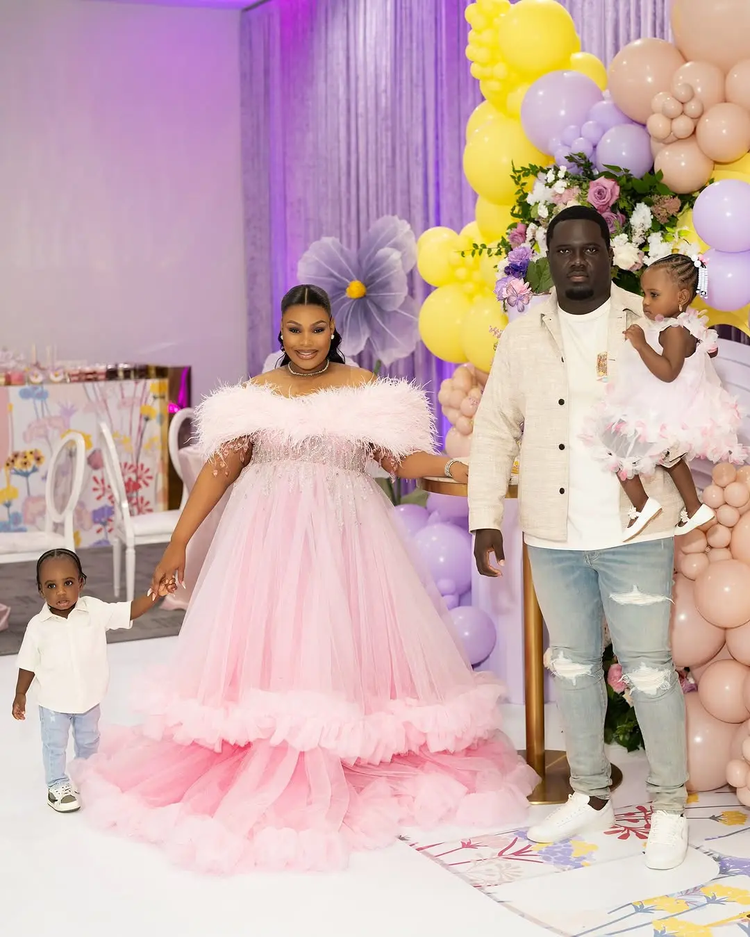 Plus Size South Africa Style Maternity Dress Sweet Pink Ruffled Tulle Baby Shower Party Gowns Off The Shoulder A-line Long Dress