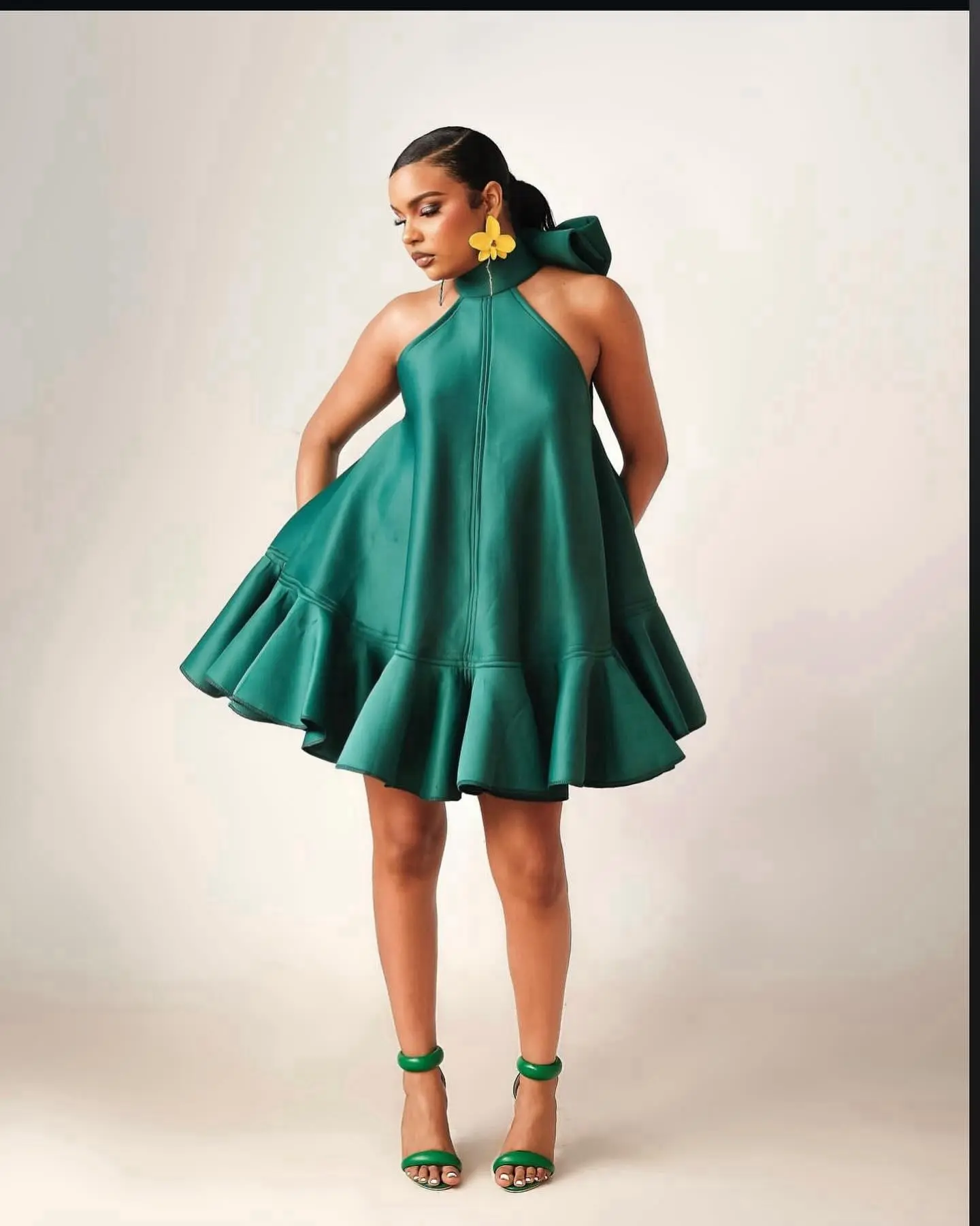 2025 Summer Black Girl Party Dresses Customized Color Satin Dress Halter Oversize Women Event Gala Dress vestidos de fiesta