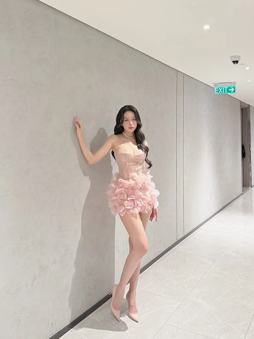 Pink Sequin Dress with Floral Skirt Design Made of High Quality Polyester Fabric Perfect for Party and Evening Wear Comfortable