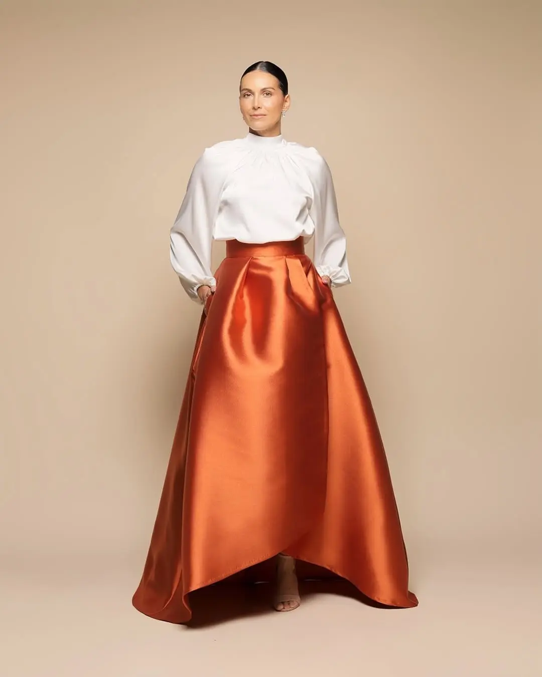 Satin A Line Skirt High Waist Pleated Midi Skirt for Party and Daily Wear Comfortable and Stylish Skirt with Smooth Material