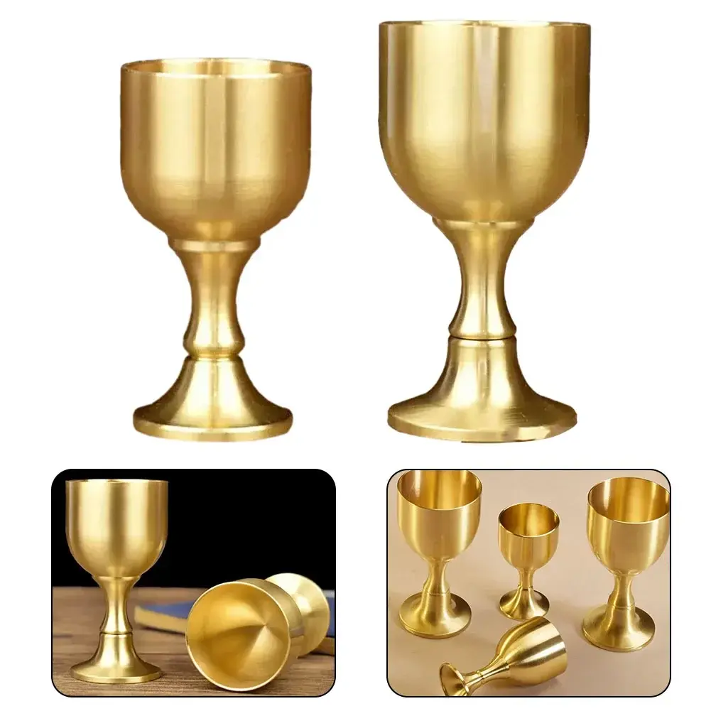 15ml 25ml 30ml 55ml Vintage Brass Mug Red Wine Cup Smooth Edge Water Beer Drinkware Cocktail Glass Wine Set For Party Home