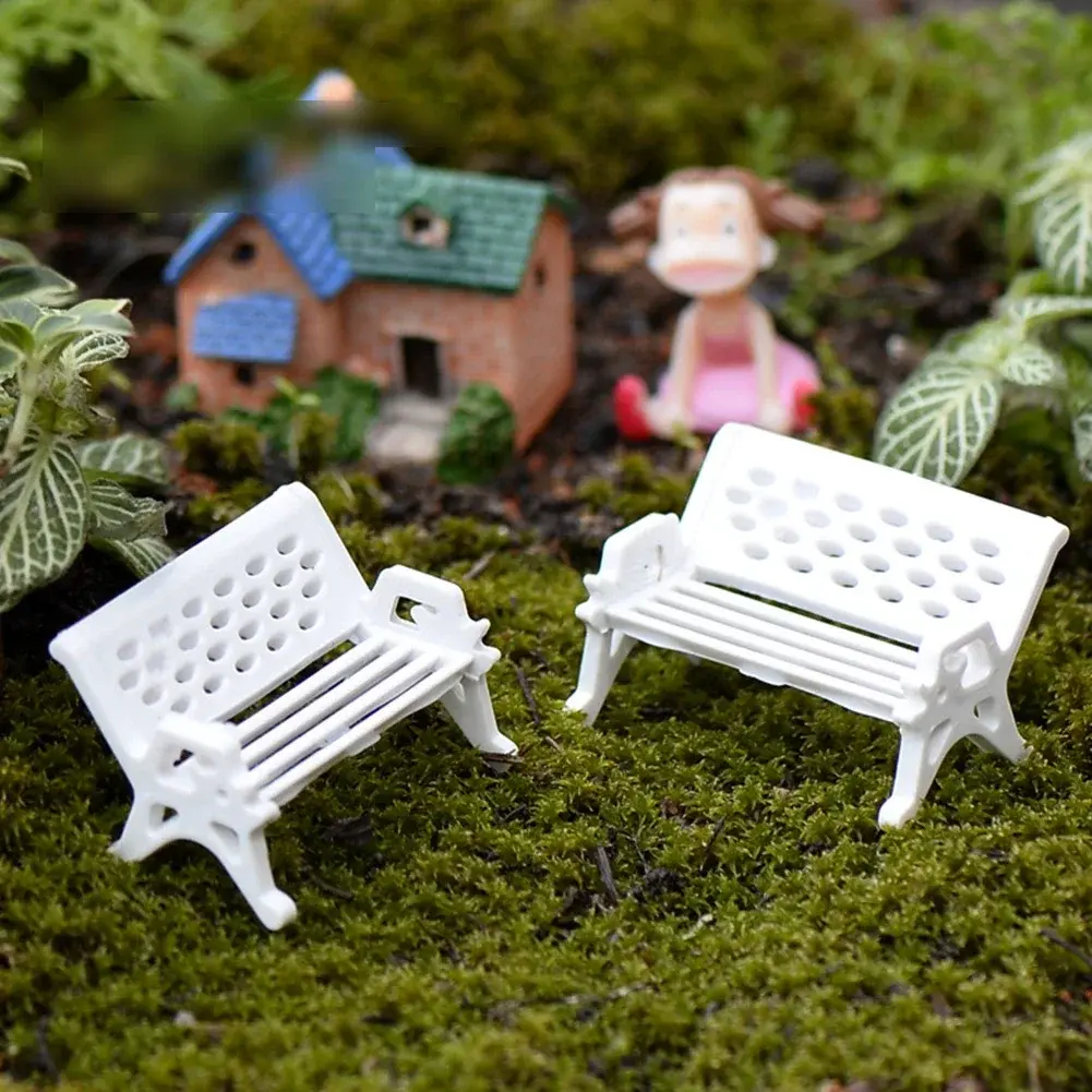 10pcs Garden Decor Dollhouse Ornament Scene Model Micro Landscapes Mini Bench Park Chair Figurines Miniature Stools Table 1:87