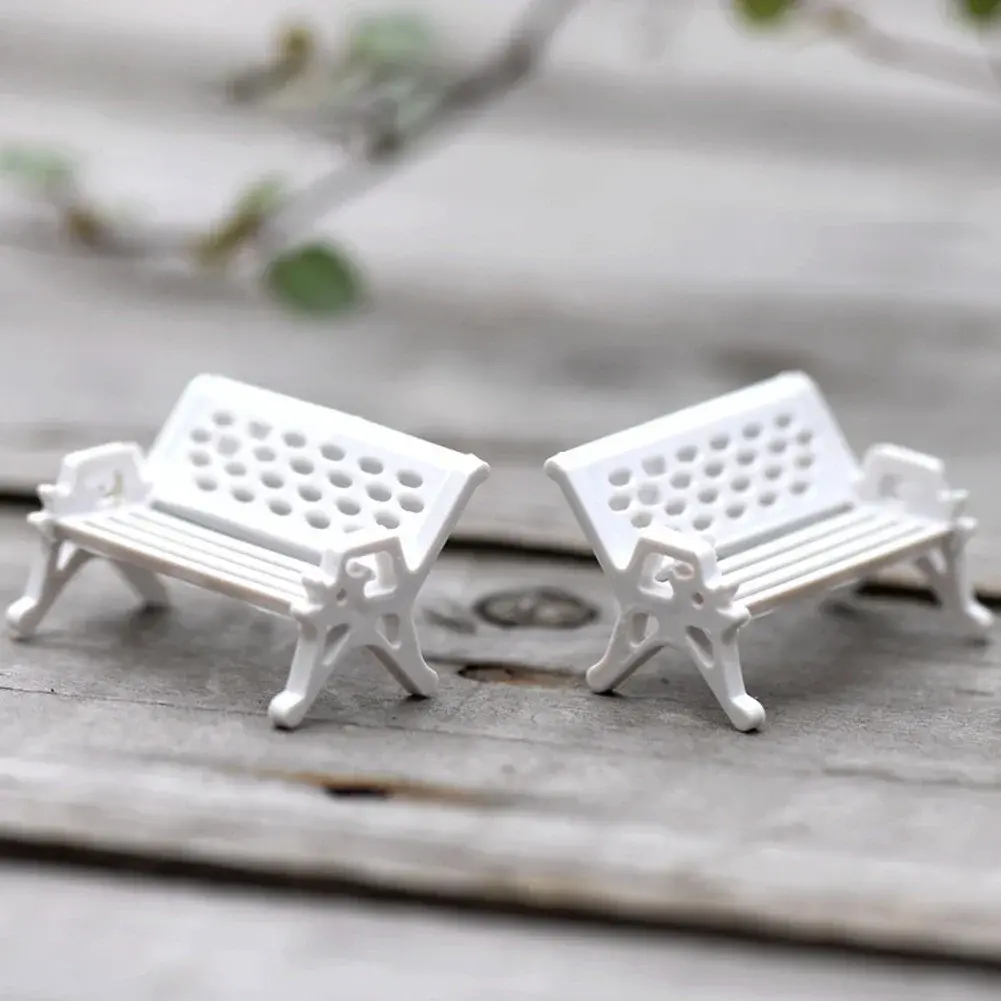 10pcs Garden Decor Dollhouse Ornament Scene Model Micro Landscapes Mini Bench Park Chair Figurines Miniature Stools Table 1:87