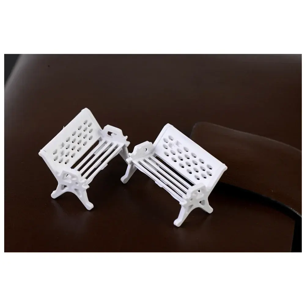 10pcs Garden Decor Dollhouse Ornament Scene Model Micro Landscapes Mini Bench Park Chair Figurines Miniature Stools Table 1:87