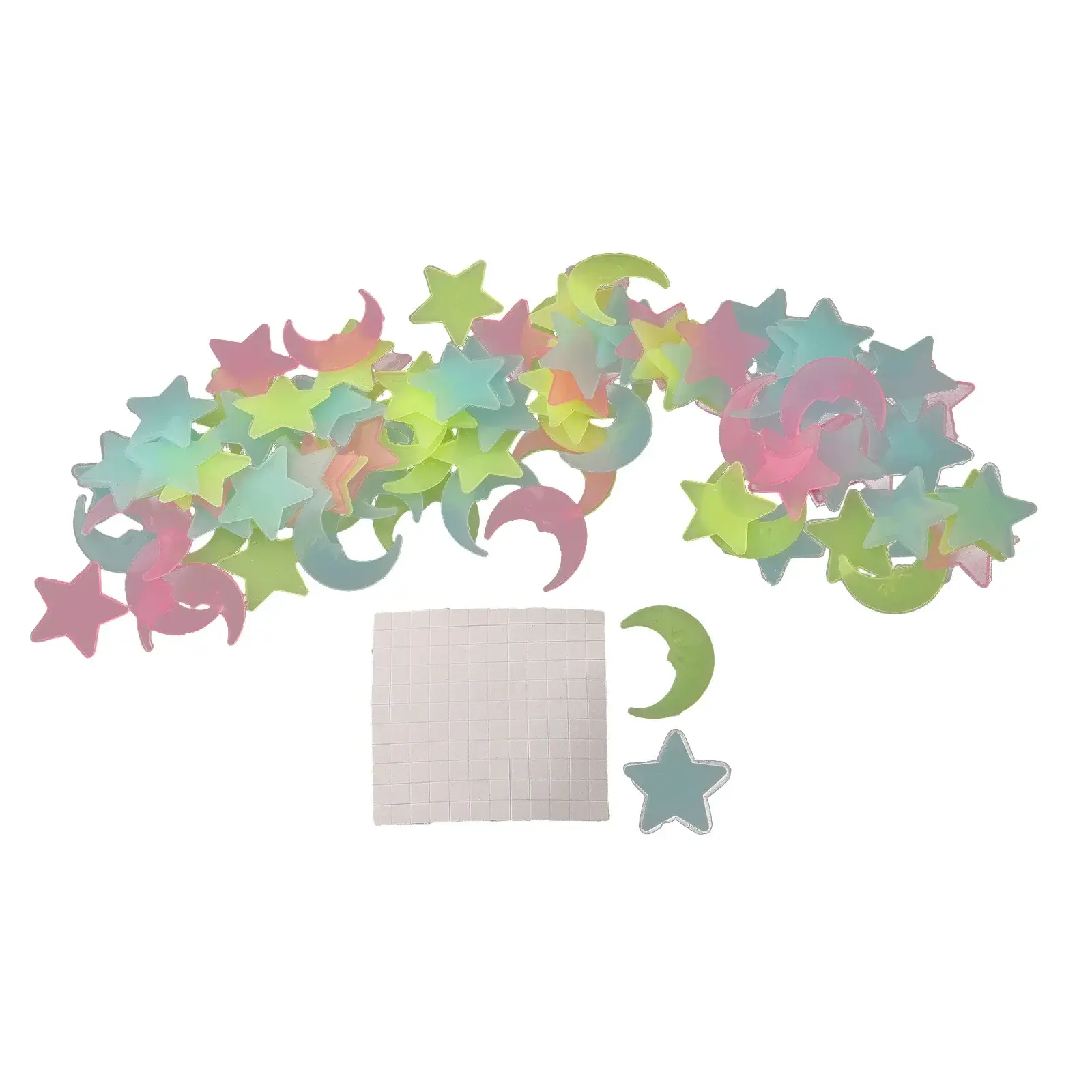 100pcs Stickers Moons Night Art Plastic Removable Bedroom Ceiling Space DIY Star Decal Stars Decor Fluorescent