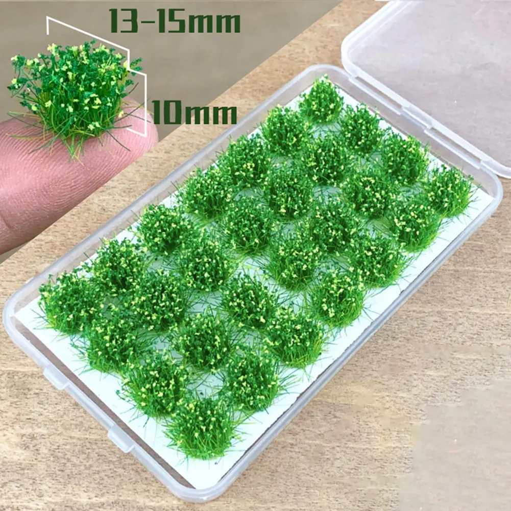 28Pcs/sets Self-Adhesive Static Grass Tuft Flower Caft Miniature Scenery Landscape Street Layout Train Railroad Artificial Grass