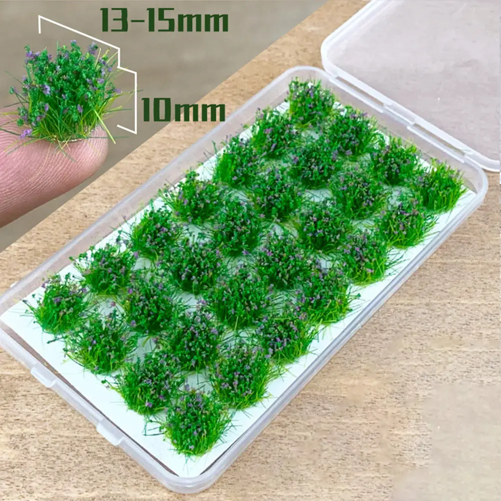 28Pcs/sets Self-Adhesive Static Grass Tuft Flower Caft Miniature Scenery Landscape Street Layout Train Railroad Artificial Grass