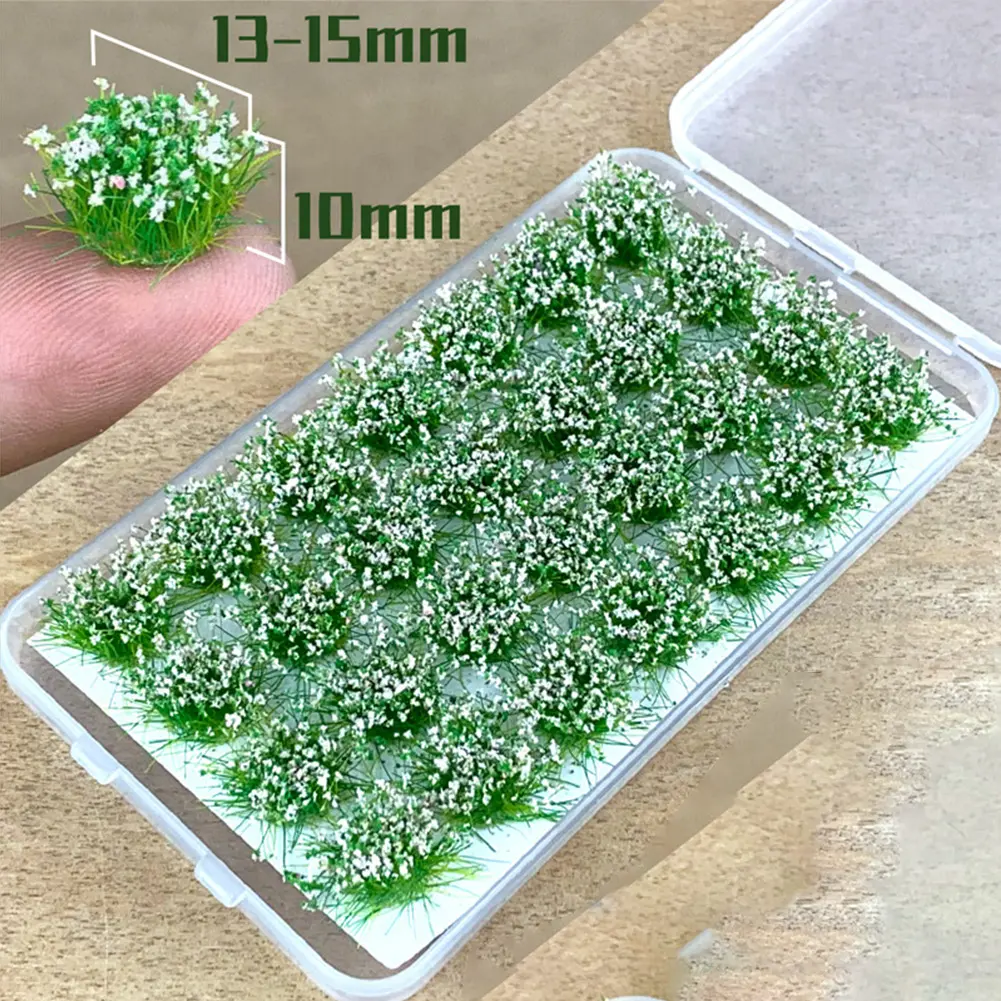 28Pcs/sets Self-Adhesive Static Grass Tuft Flower Caft Miniature Scenery Landscape Street Layout Train Railroad Artificial Grass