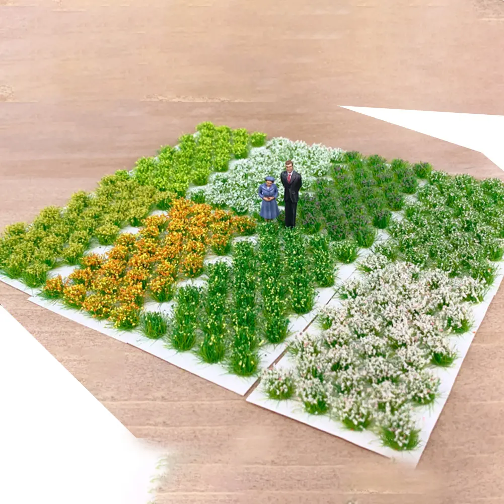 28Pcs/sets Self-Adhesive Static Grass Tuft Flower Caft Miniature Scenery Landscape Street Layout Train Railroad Artificial Grass