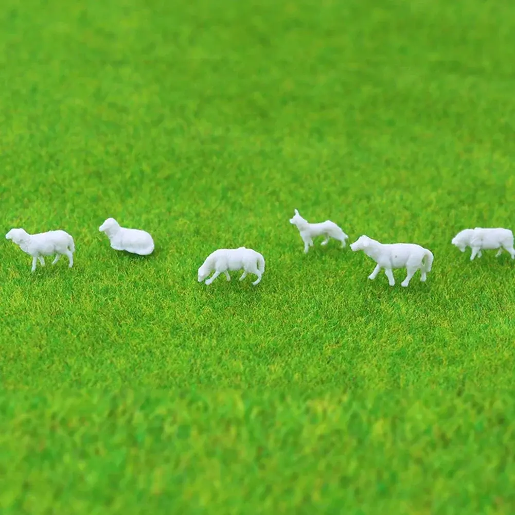 18Pcs Model Railway 1:87 HO Scale Painted Farm Sheep Animals Model 6 Styles Unpainted White Farm Animals Sheep Collie Dog