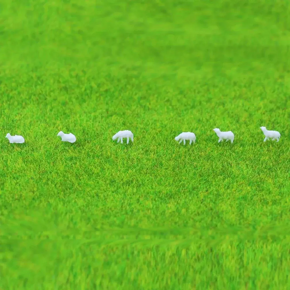 18Pcs Model Railway 1:87 HO Scale Painted Farm Sheep Animals Model 6 Styles Unpainted White Farm Animals Sheep Collie Dog