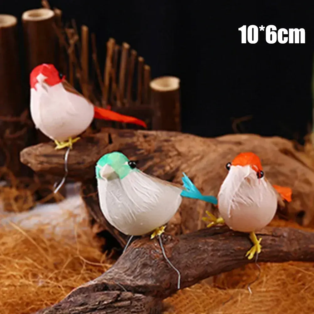 24pcs Creative Foam Feather Artificial Birds Simulation Bird Models Homes Outdoor Garden Ornament DIY Party Wedding Decoration