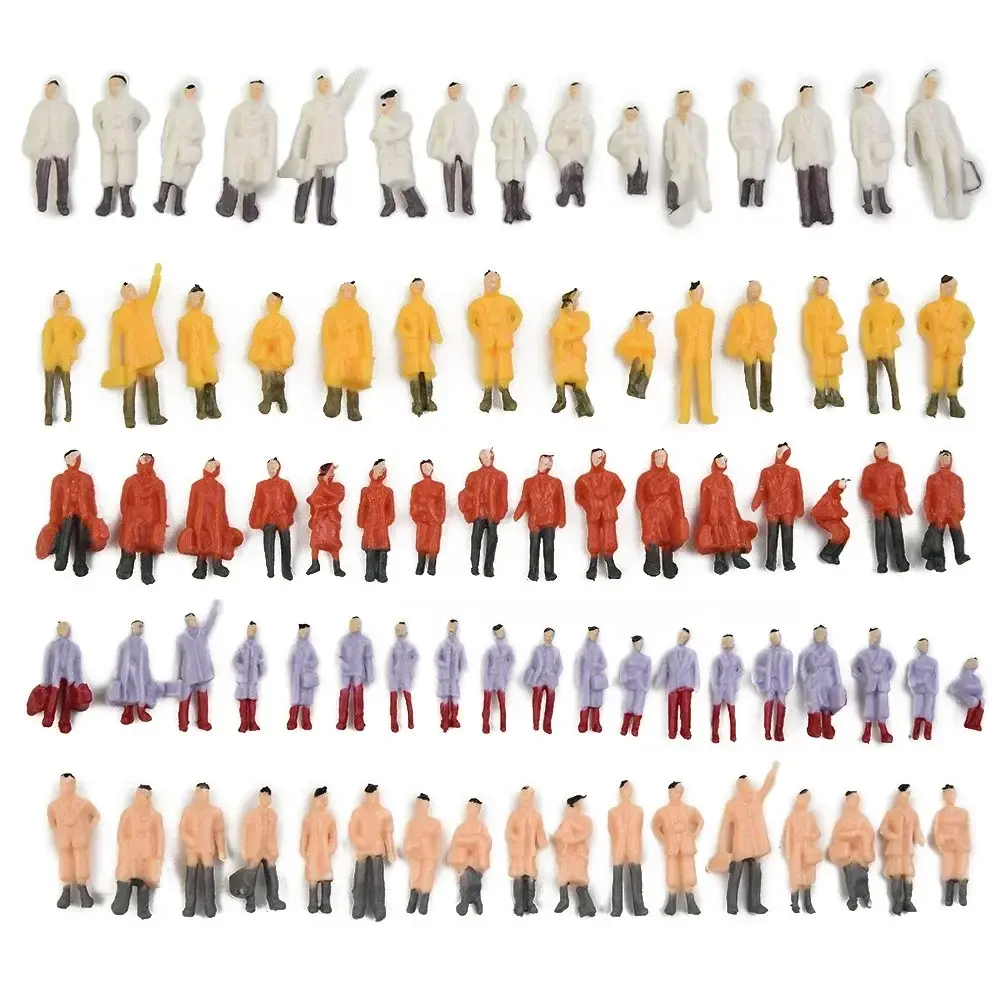 300Pcs Railway Train Layout 1:87 Painted Figures Passenger HO Scale Sitting People Painted Model Train Park Street Passenger
