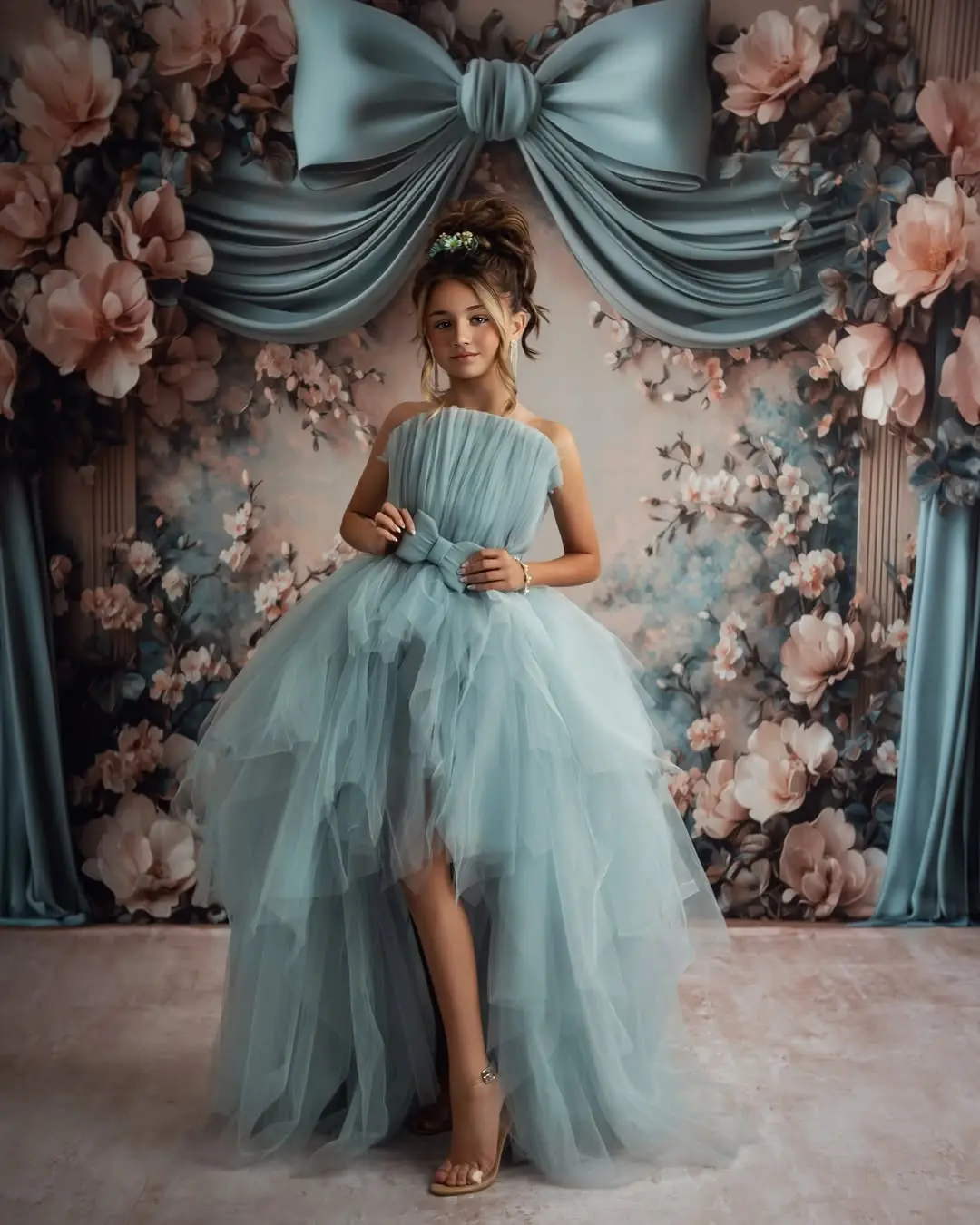 Mother Daughter Matching Dresses High Quality Tulle Fabric Formal Party Gowns for Women and Girls Soft Comfortable Family Outfit