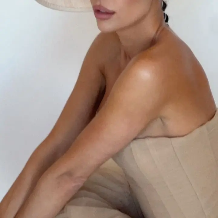 Simple Summer Strapless Short Wedding Dresses khaki Tulle Mini Corset Back Bridal Gowns Sleeveless Birthday Dress For Women