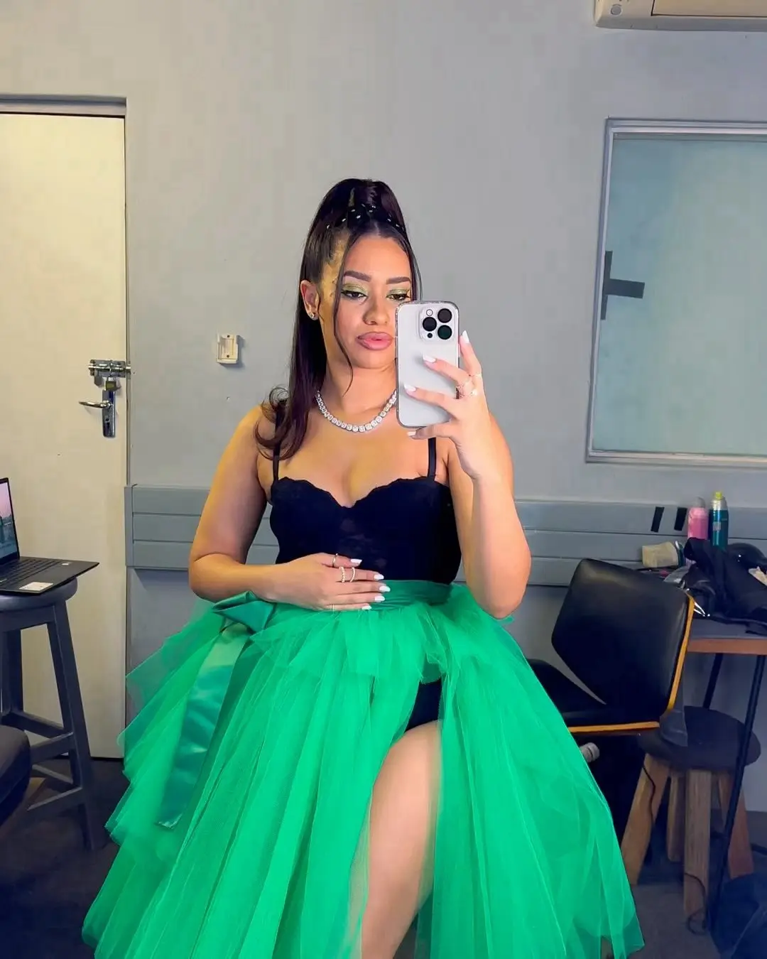 Lovely Green Tulle Skirt Puffy Tutu Party Skirt Layered Women Asymmetrical Knee Length Tulle Birthday Skirt Summer Skirts Custom