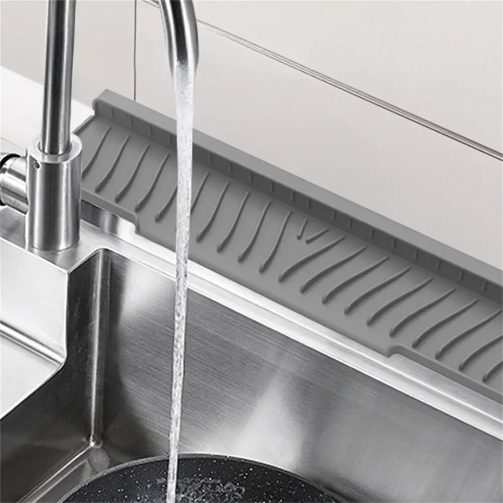 Black Silicone Sink Mat Countertop Mat Sink Splash Guard Space-Saving Design Thick Silicone Material Easy Storage