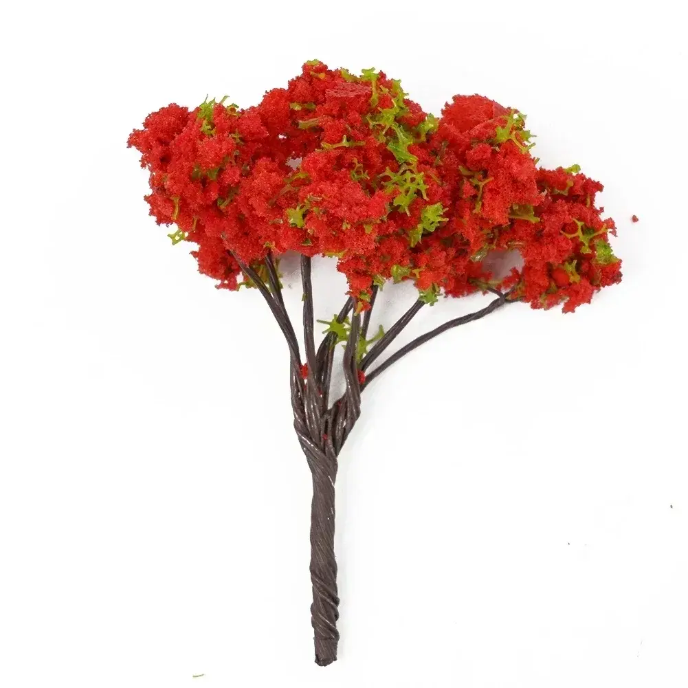 10pcs Plastic Model Train Artificial Miniature Tree Scenery Railroad Decoration Building Landscape Accessories Toys For Kids