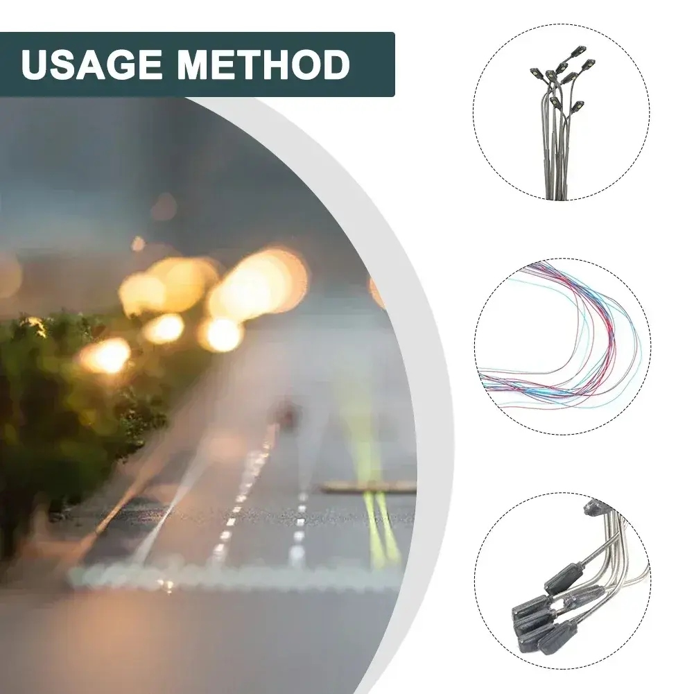10pcs 1:150 Model Railway Train Lamp Post Street Advertising Lights 3V LED DIY Lamppost Layout Diorama Sand Table Landscape