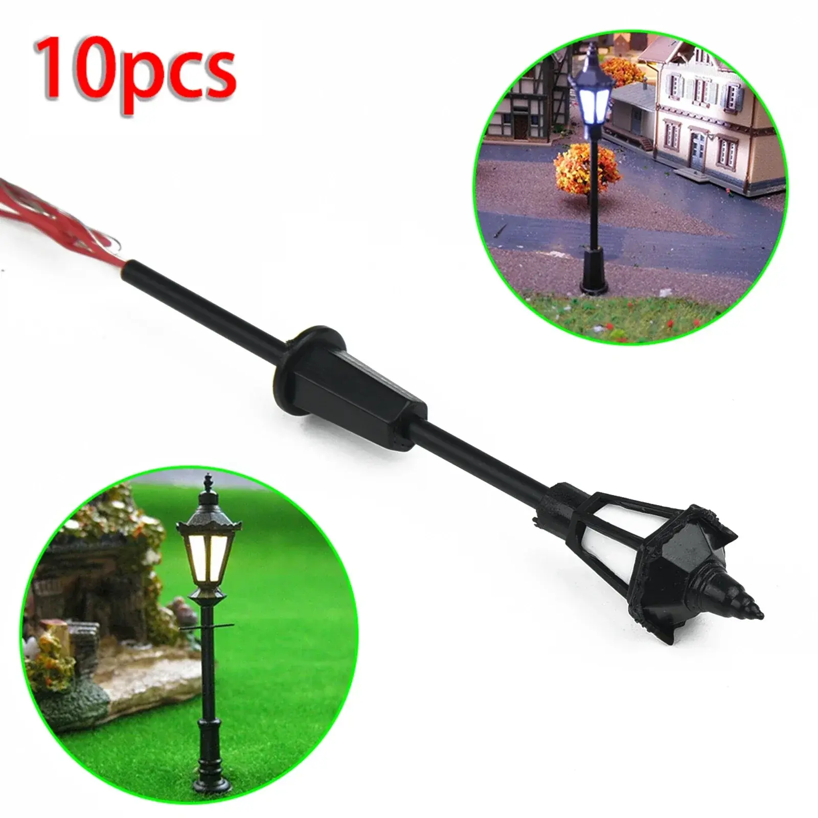 10Pcs Model Street Lights Scale 1:75 Railway 3V LED Lamppost Patio Wall Lamp Scenery Decoration Architecture Building Layout
