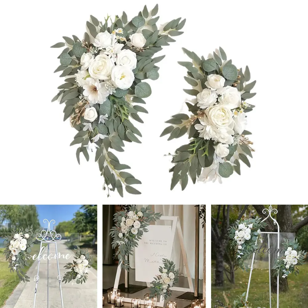 Elegant 2pcs White Peony Flower Swag For Wedding Arch & Reception Decor High-selling Tool Accessories For Home Gardening